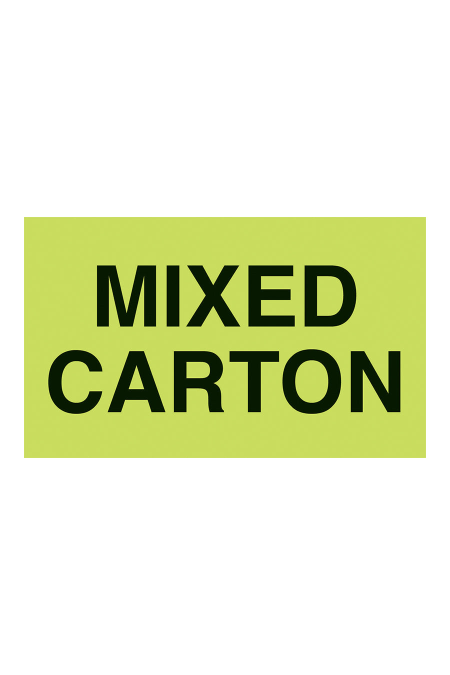 "Mixed Carton", 3" x 5", Fluorescent Green, 500 Labels/Roll