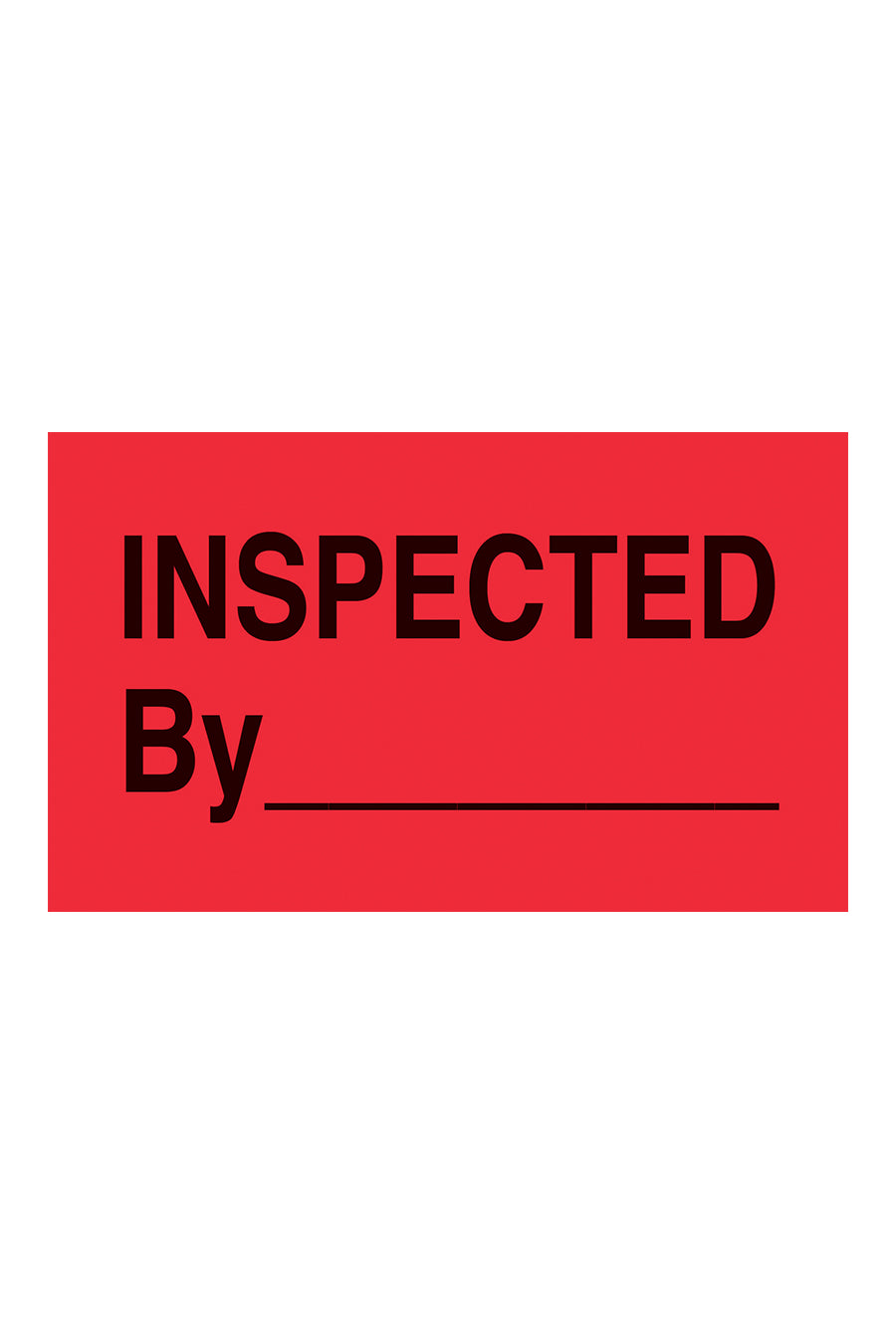 "Inspected By ______", 3" x 5", Fluorescent Red, 500 Labels/Roll