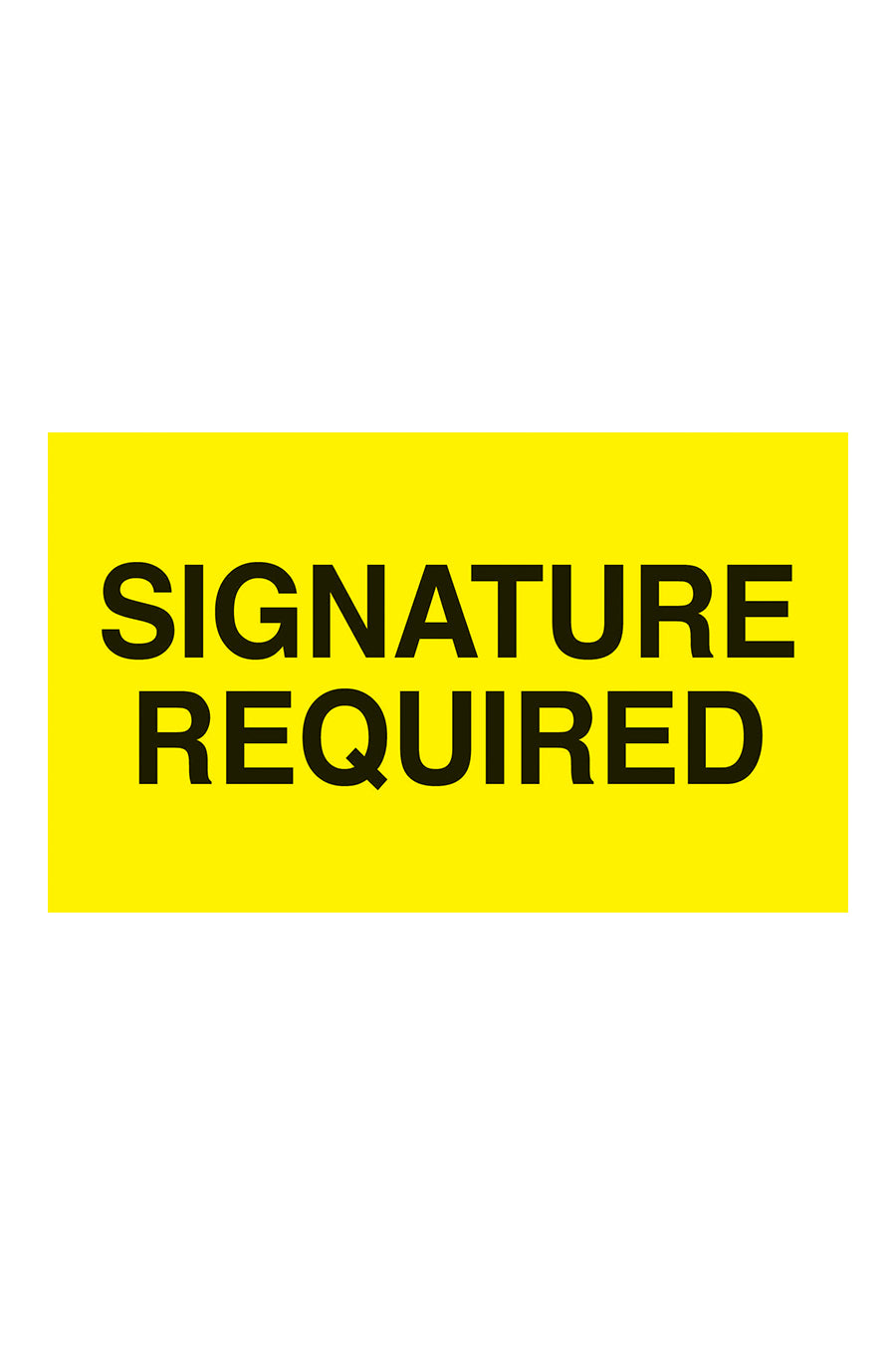 "Signature Required", 3" x 5", Fluorescent Yellow, 500 Labels/Roll