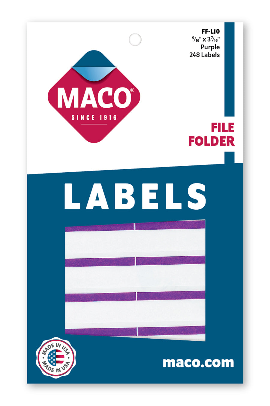 File Folder Labels, Purple, 9/16" x 3-7/16", 248/Bx