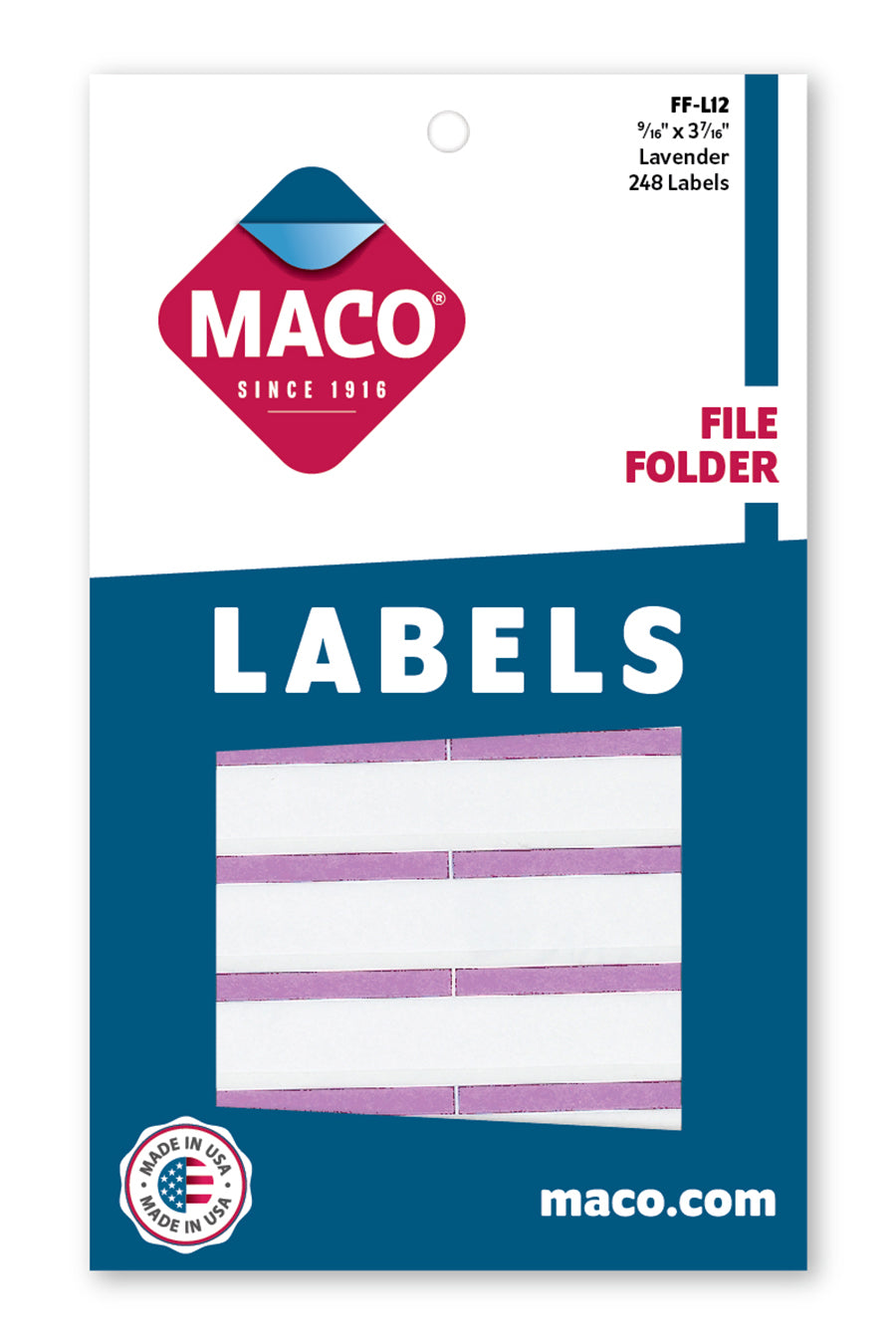 File Folder Labels, Lavender, 9/16" x 3-7/16", 248/Bx