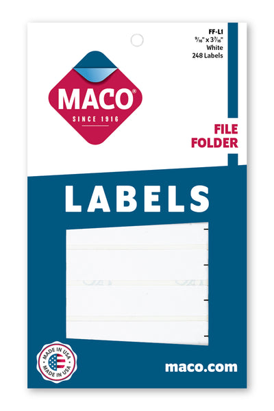 File Folder Labels, White, 9/16" x 3-7/16", 248/Bx