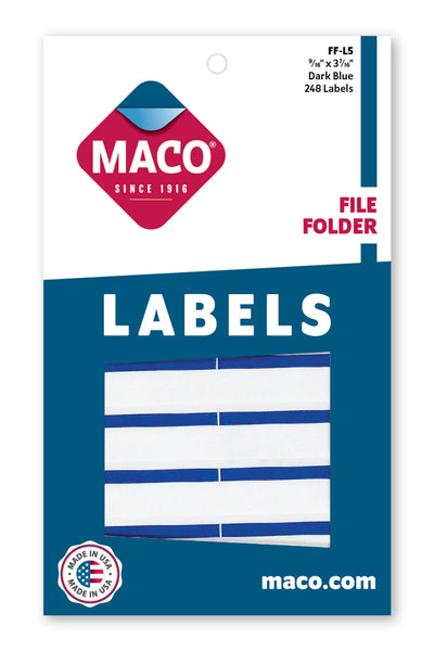 File Folder Labels, Dark Blue, 9/16" x 3-7/16", 248/Bx