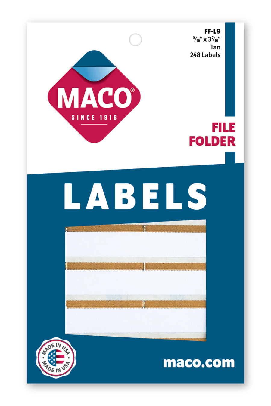 File Folder Labels, Tan, 9/16" x 3-7/16", 248/Bx