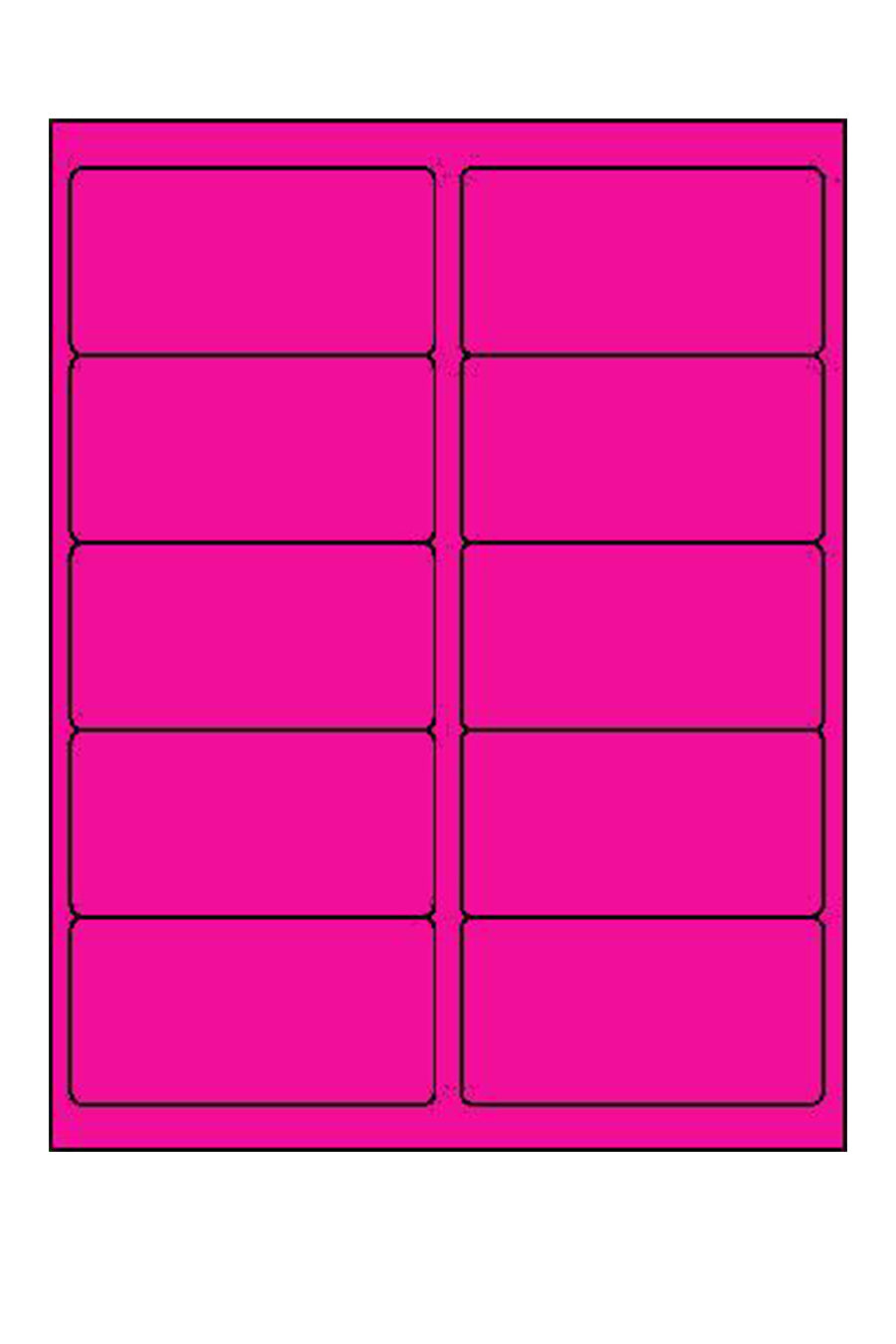 Laser Pink Neon Labels, 2" x 4", 10/Sheet, 250 Labels/Pk