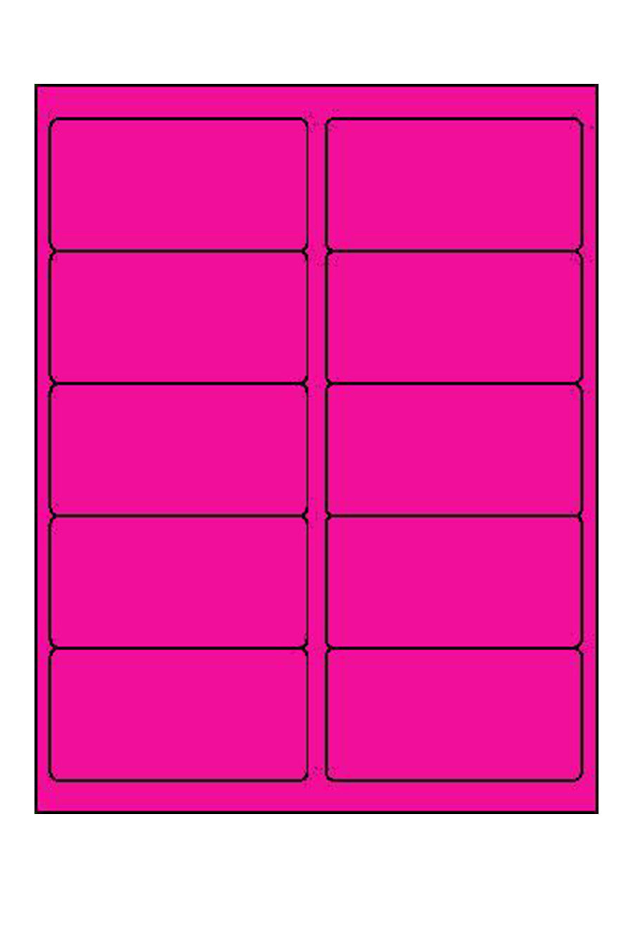 Laser Pink Neon Labels, 2" x 4", 10/Sheet, 1000 Labels/Bx