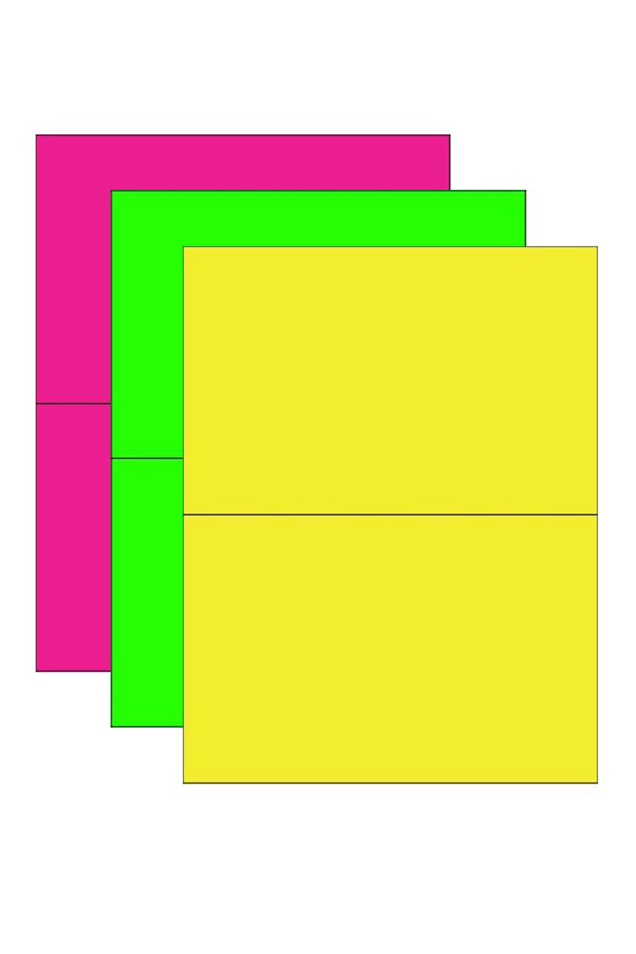 Laser Green Neon Labels, 5-1/2" x 8-1/2", 2/Sheet, 50 Labels/Pk