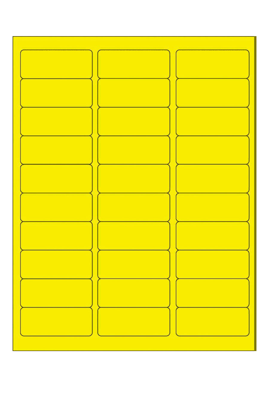 Laser Yellow Neon Labels, 1" x 2-5/8", 30/Sheet, 750 Labels/Pk