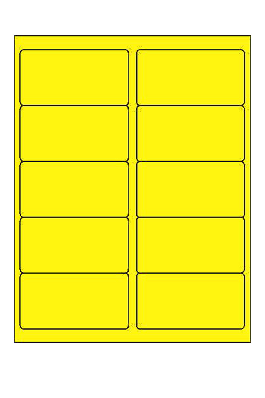 Laser Yellow Neon Labels, 2" x 4", 10/Sheet, 250 Labels/Pk
