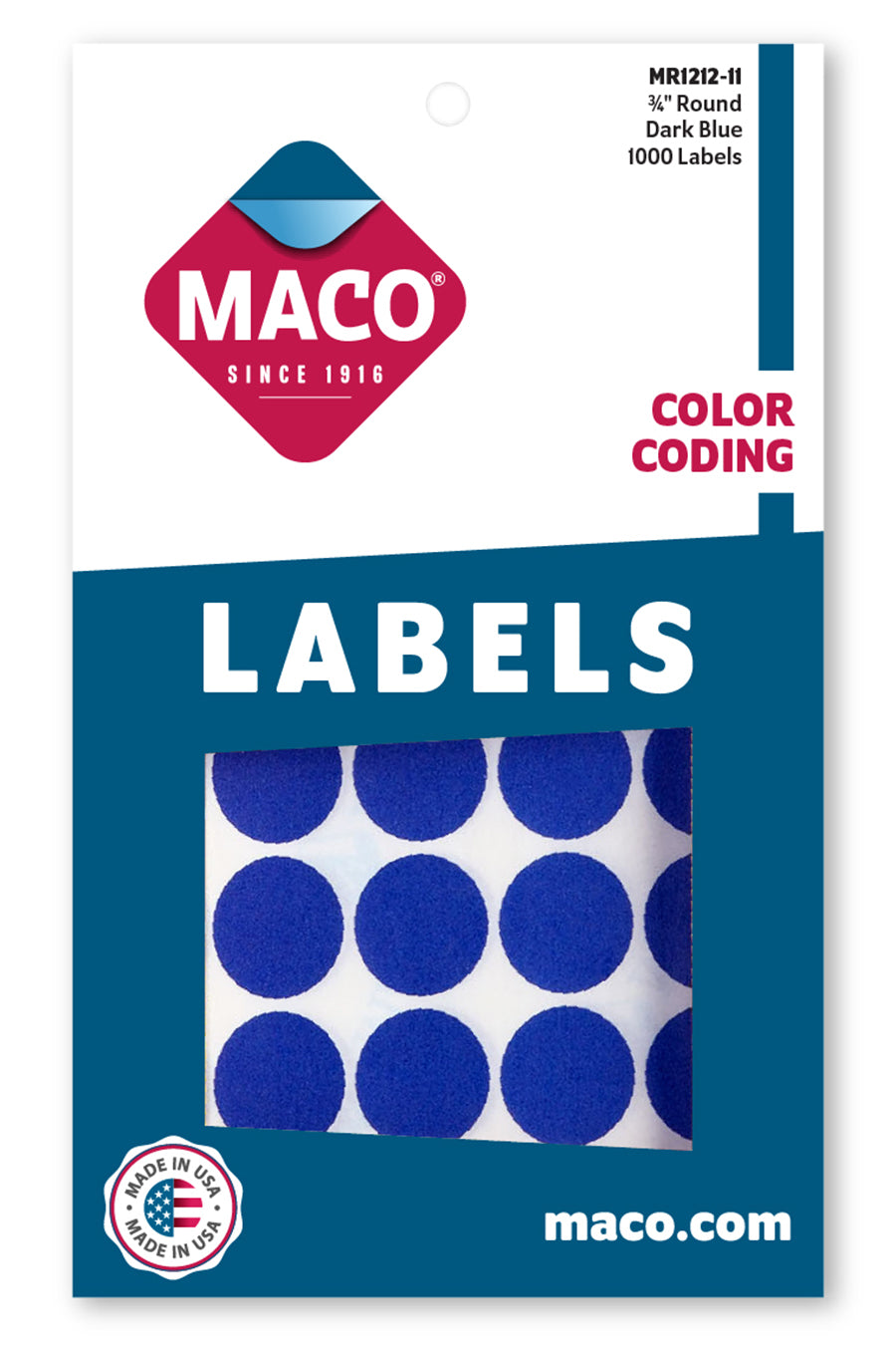 3/4" Dia. Color Coding Labels, Dark Blue, 1000/Bx