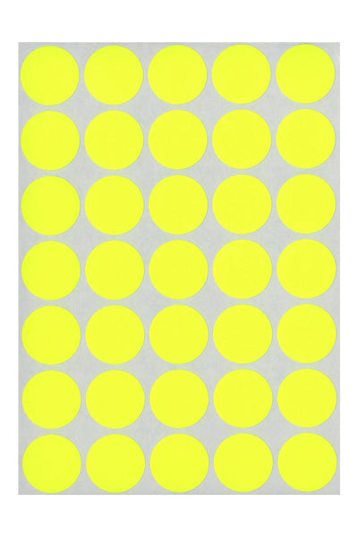 3/4" Dia. Color Coding Labels, Yellow Neon, 1000/Bx