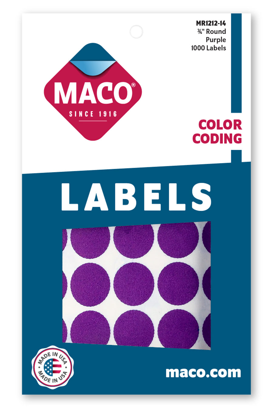 3/4" Dia. Color Coding Labels, Purple, 1000/Bx
