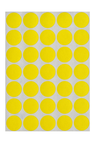 3/4" Dia. Color Coding Labels, Yellow, 1000/Bx