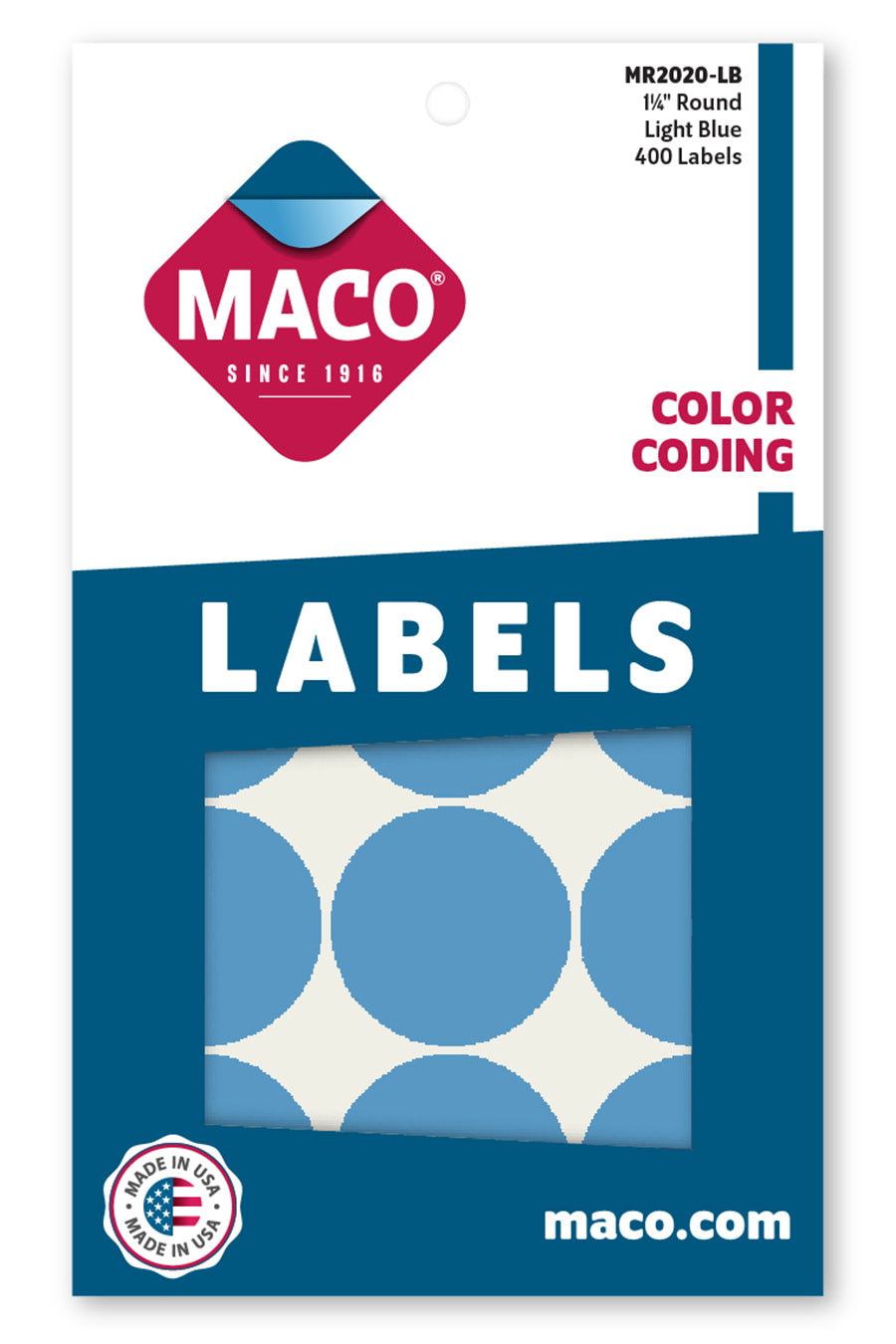 1-1/4" Dia. Color Coding Labels, Light Blue, 400/Bx