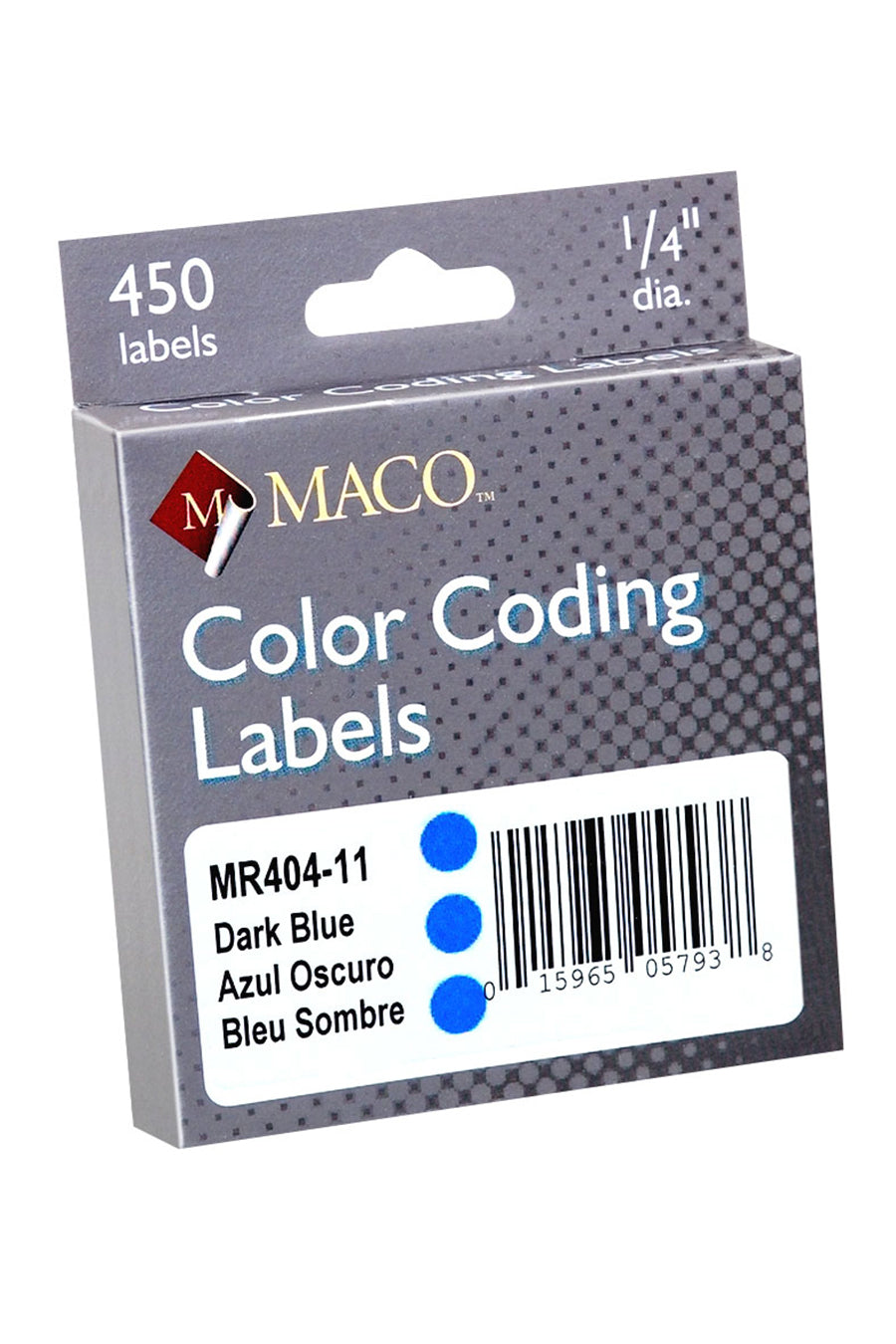 1/4" Dia. Color Coding Labels, Dark Blue, 450/On Roll in Dispenser Box
