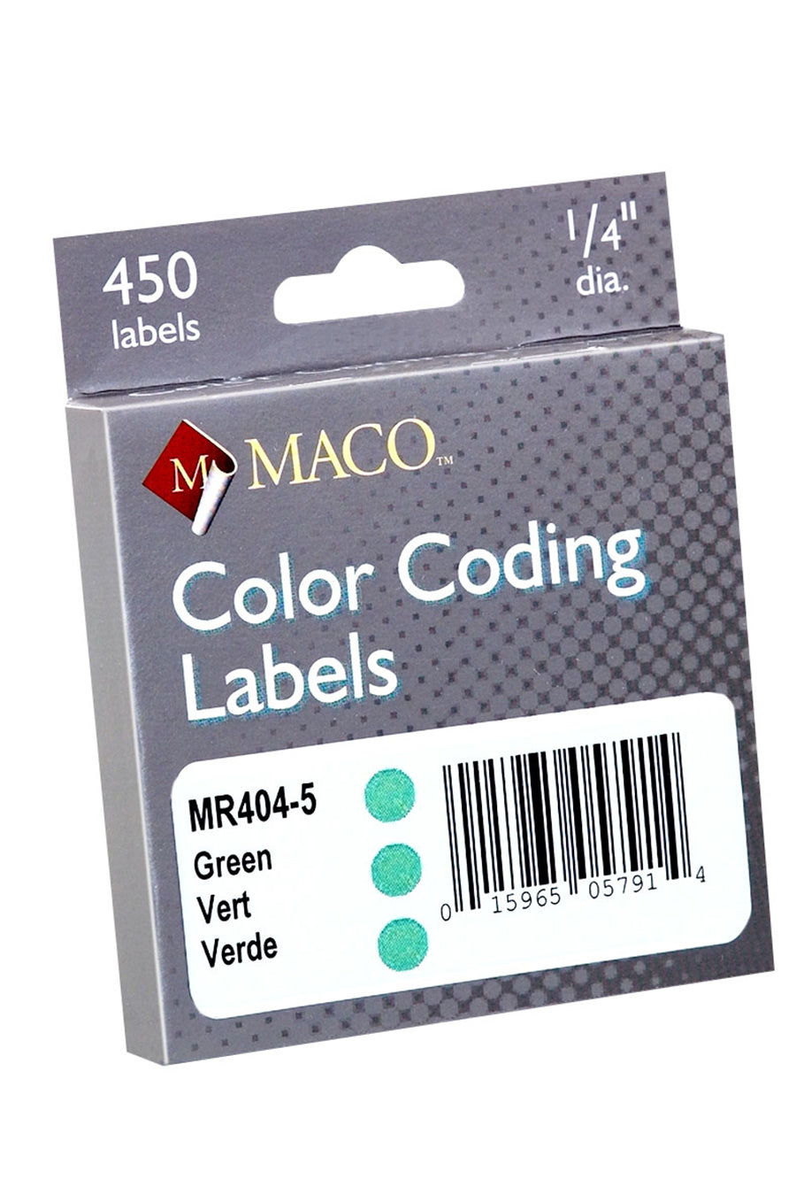 1/4" Dia. Color Coding Labels, Green, 450/On Roll in Dispenser Box
