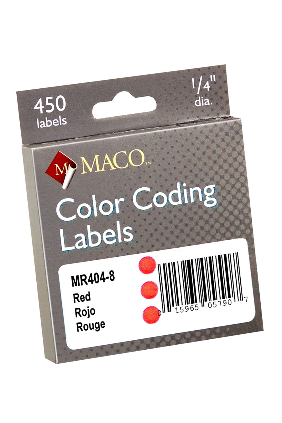 1/4" Dia. Color Coding Labels, Red, 450/On Roll in Dispenser Box