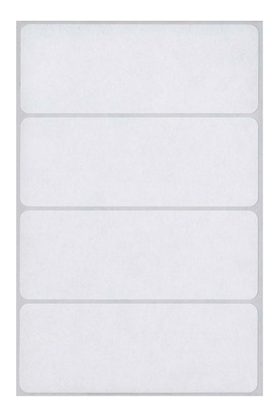 White Multi-Purpose Labels, 4" x 1-1/2", Rectangle, 160/Bx