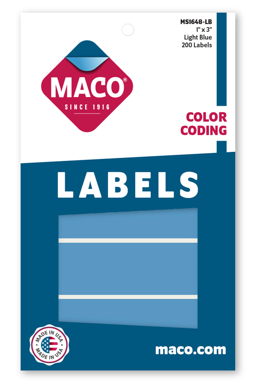 1" x 3" Color Coding Labels, Light Blue, 200/Bx