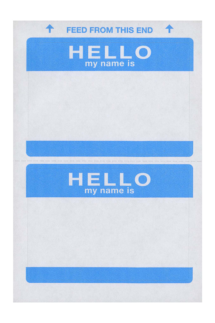 Chartpak Blue "Hello My Name Is" Name Badges, 2-11/32" x 3-3/8", 2/Sheet, 100/Bx