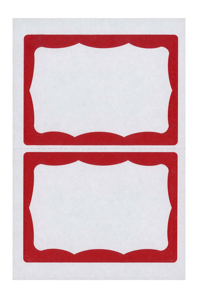 Red Border Name Badges, 2-11/32" x 3-3/8", 2/Sheet, 100/Bx