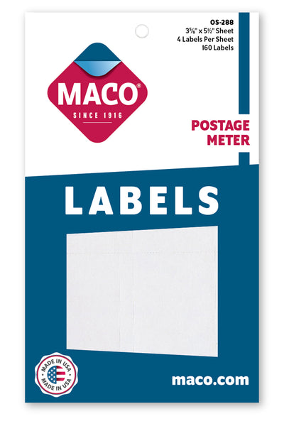 Postage Meter Labels, 4 Labels Per 3-5/8" x 5-1/2" Sheet, 160/Bx
