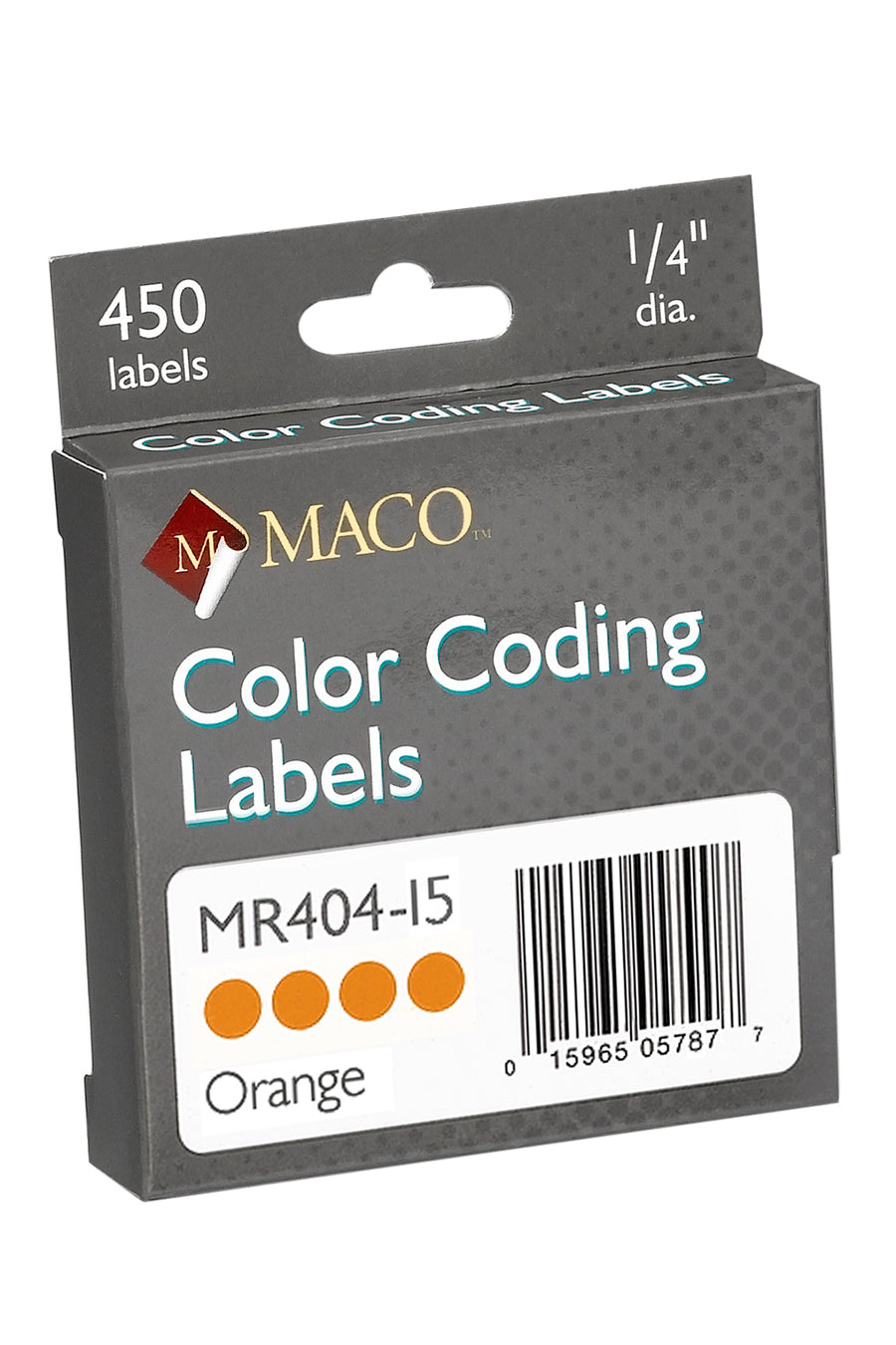 1/4" Dia. Color Coding Labels, Orange, 450/On Roll in Dispenser Box