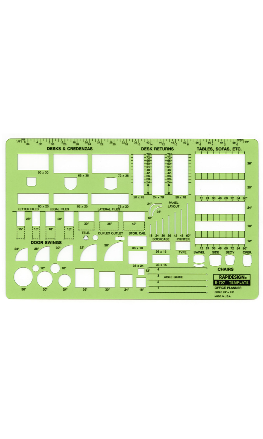 Office Planner Template, 1/4" Scale