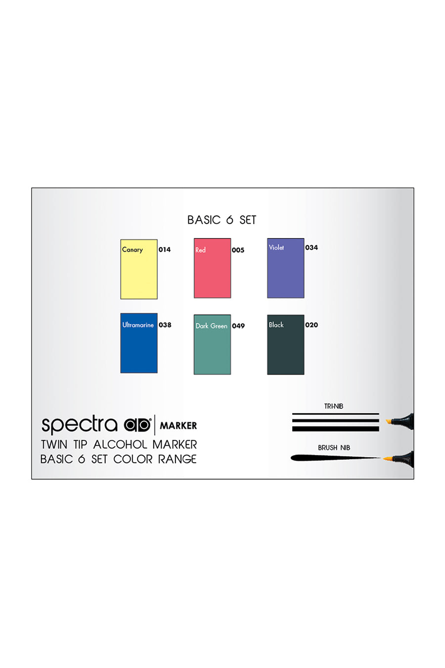 AD Marker Chartpak Spectra Set in Plastic Case, Tri-Nib and Brush Dual-Tip,  6 Assorted Yellow Colors (SYELLOWS6AD)